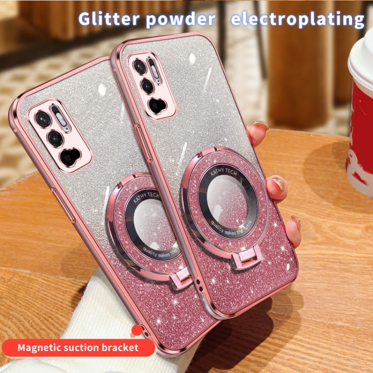For Xiaomi Poco M3 Pro Plated Gradient Glitter Round Holder TPU Phone Case