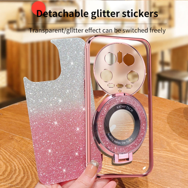For Xiaomi 14 Ultra Plated Gradient Glitter Round Holder TPU Phone Case
