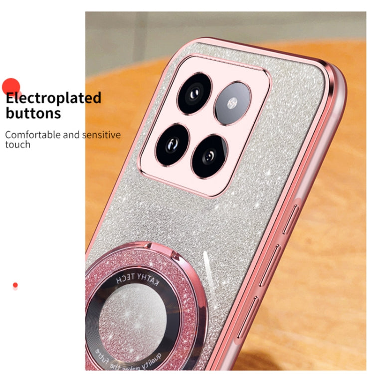 For Xiaomi 14 Pro Plated Gradient Glitter Round Holder TPU Phone Case