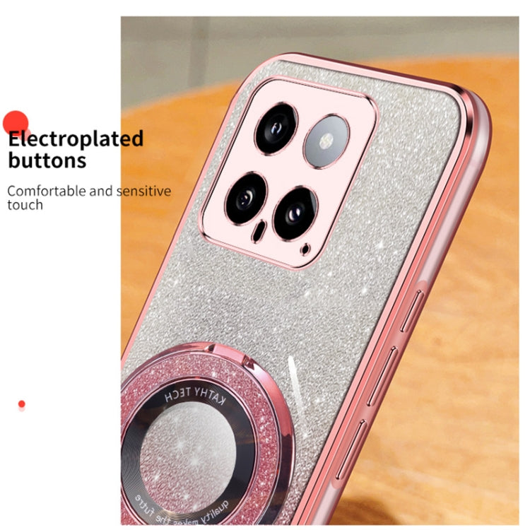 For Xiaomi 14 Plated Gradient Glitter Round Holder TPU Phone Case