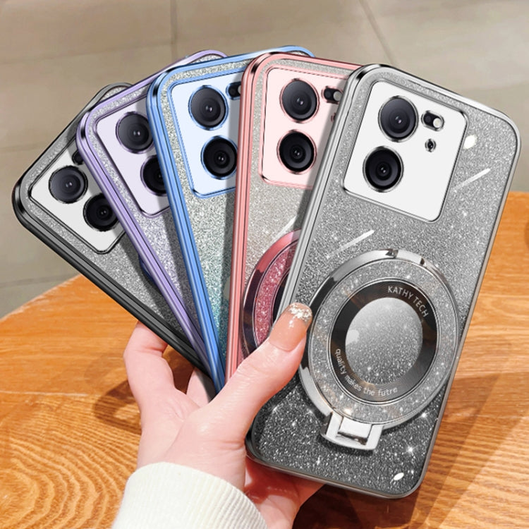 For Xiaomi 13T / 13T Pro Plated Gradient Glitter Round Holder TPU Phone Case
