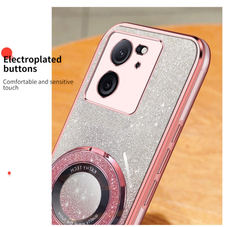For Xiaomi 13T / 13T Pro Plated Gradient Glitter Round Holder TPU Phone Case
