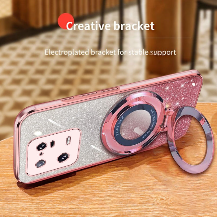 For Xiaomi 13 Pro Plated Gradient Glitter Round Holder TPU Phone Case