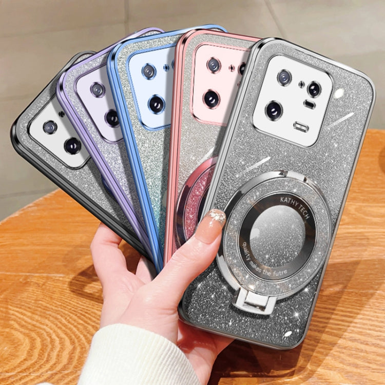 For Xiaomi 13 Pro Plated Gradient Glitter Round Holder TPU Phone Case
