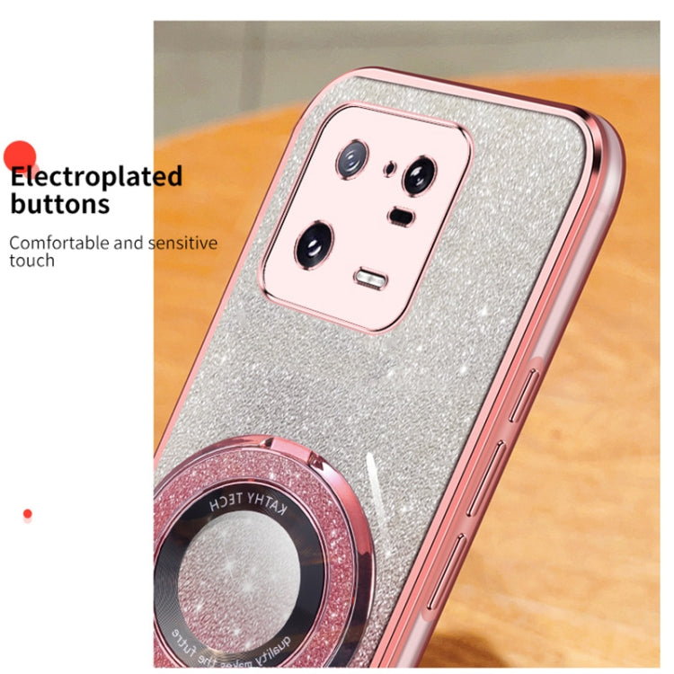 For Xiaomi 13 Pro Plated Gradient Glitter Round Holder TPU Phone Case