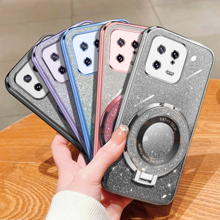 For Xiaomi 13 Plated Gradient Glitter Round Holder TPU Phone Case