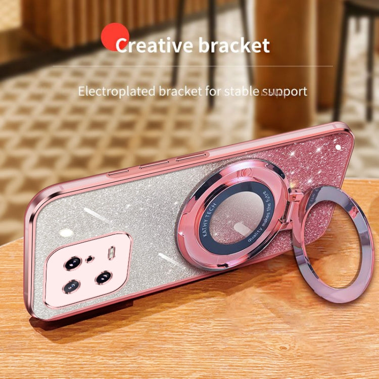 For Xiaomi 13 Plated Gradient Glitter Round Holder TPU Phone Case