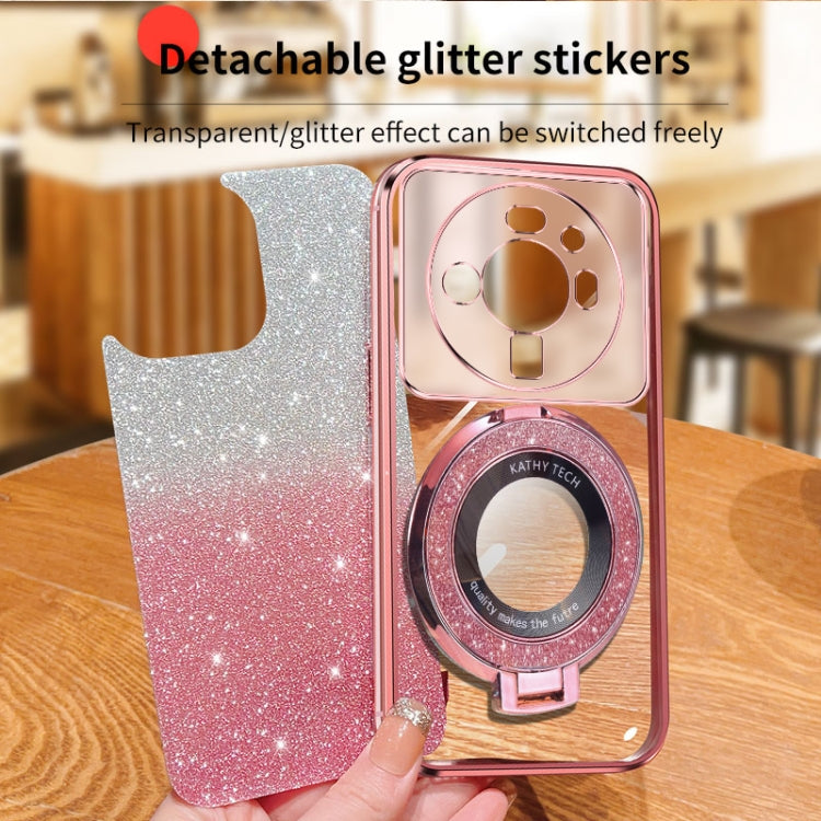 For Xiaomi 12S Ultra Plated Gradient Glitter Round Holder TPU Phone Case