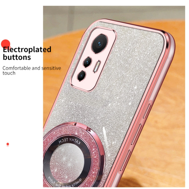 For Xiaomi 12 Lite Plated Gradient Glitter Round Holder TPU Phone Case