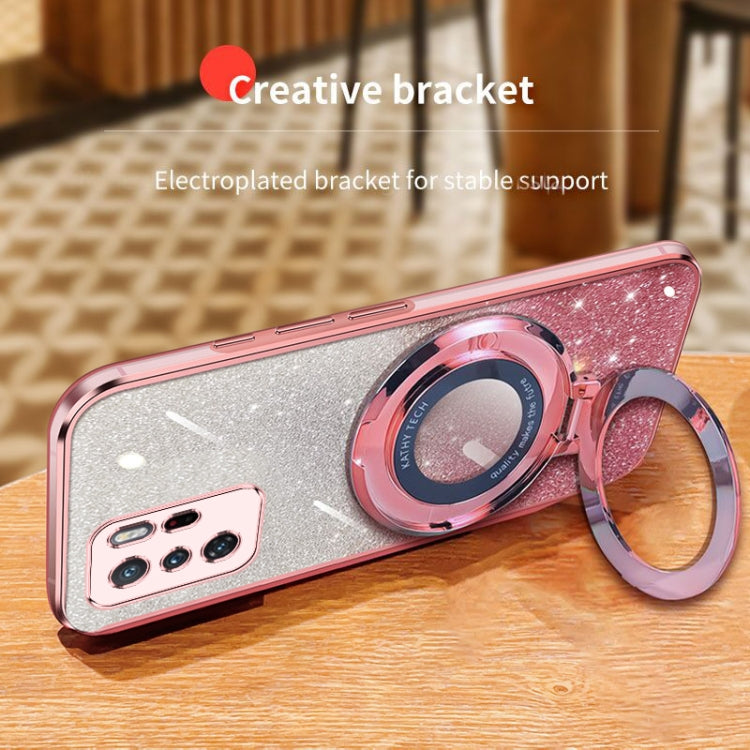 For Xiaomi Poco X3 GT Plated Gradient Glitter Round Holder TPU Phone Case