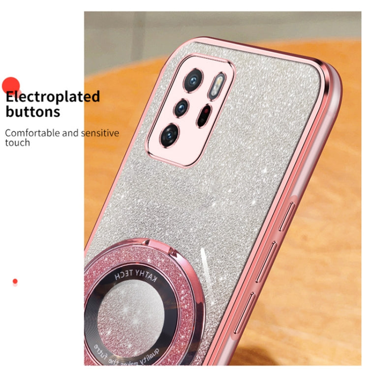 For Xiaomi Poco X3 GT Plated Gradient Glitter Round Holder TPU Phone Case