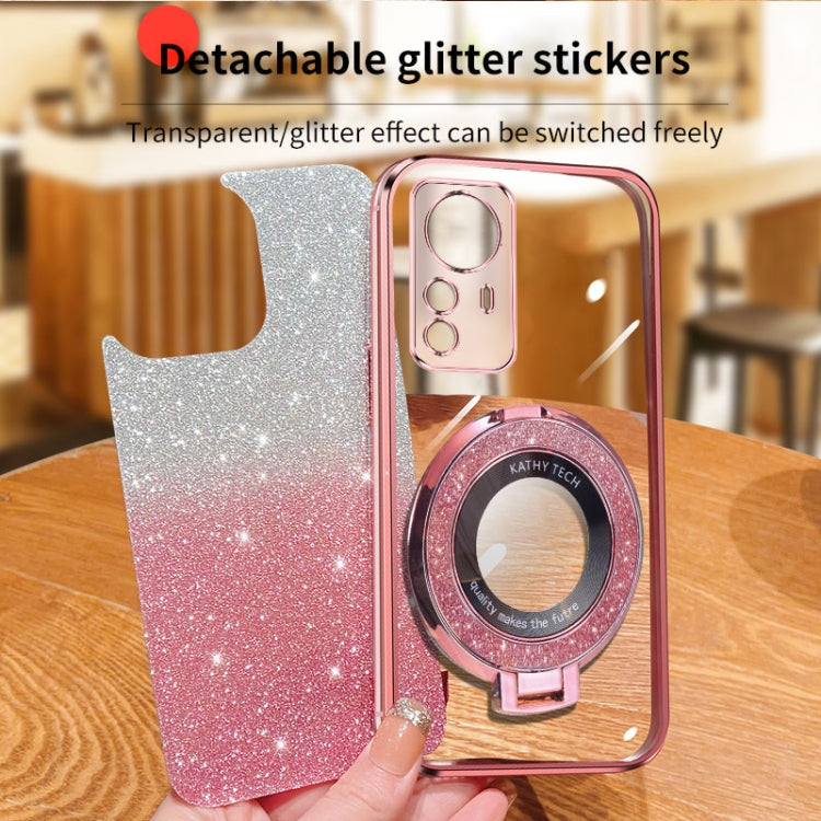 For Xiaomi 12 Pro / 12S Pro Plated Gradient Glitter Round Holder TPU Phone Case