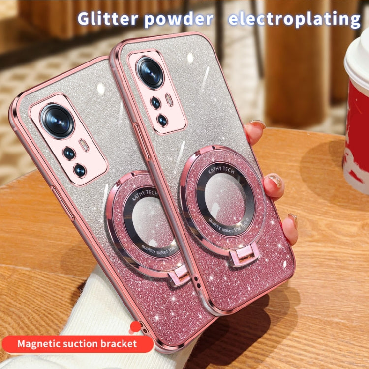For Xiaomi 12 / 12S / 12X Plated Gradient Glitter Round Holder TPU Phone Case