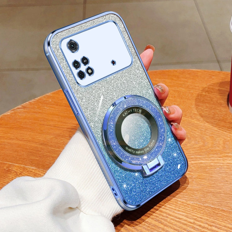 For Xiaomi Poco M4 Pro Plated Gradient Glitter Round Holder TPU Phone Case
