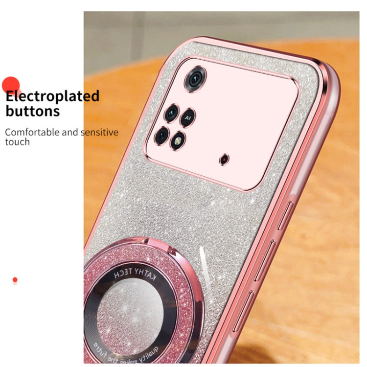 For Xiaomi Poco M4 Pro Plated Gradient Glitter Round Holder TPU Phone Case