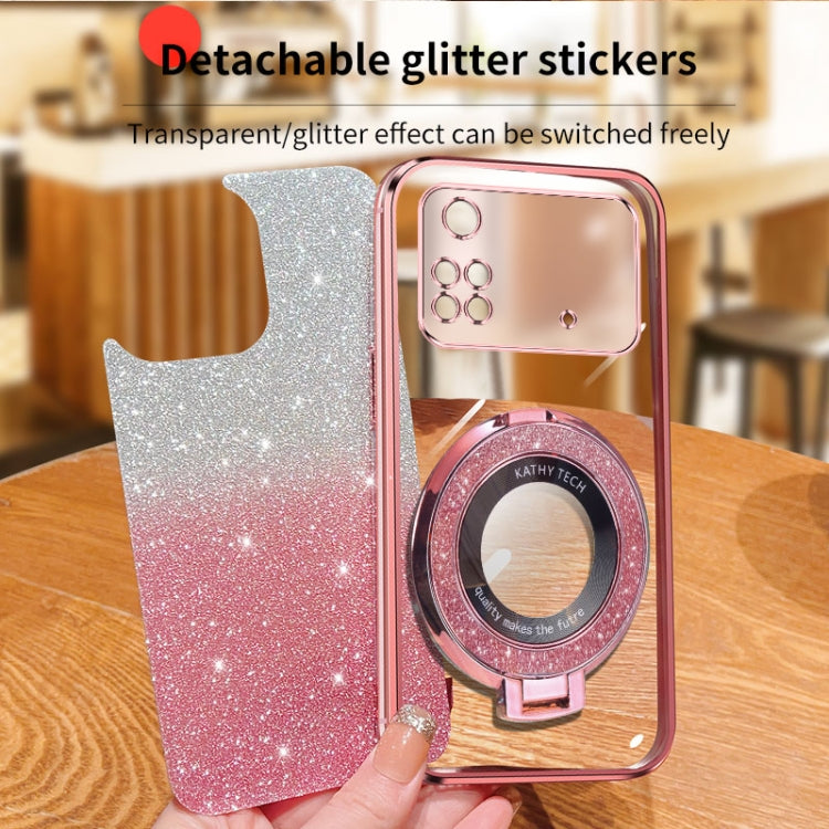 For Xiaomi Poco M4 Pro Plated Gradient Glitter Round Holder TPU Phone Case