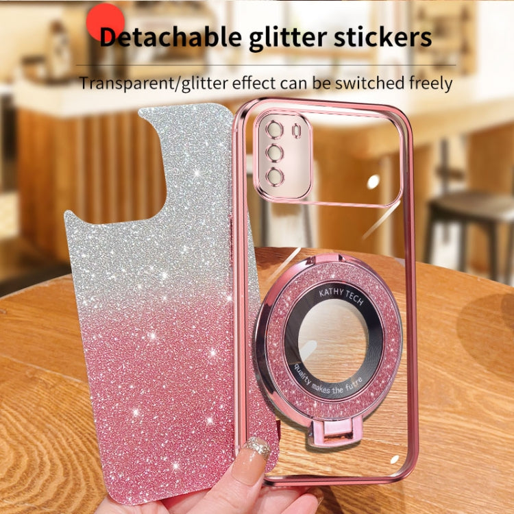 For Xiaomi Poco M3 Plated Gradient Glitter Round Holder TPU Phone Case