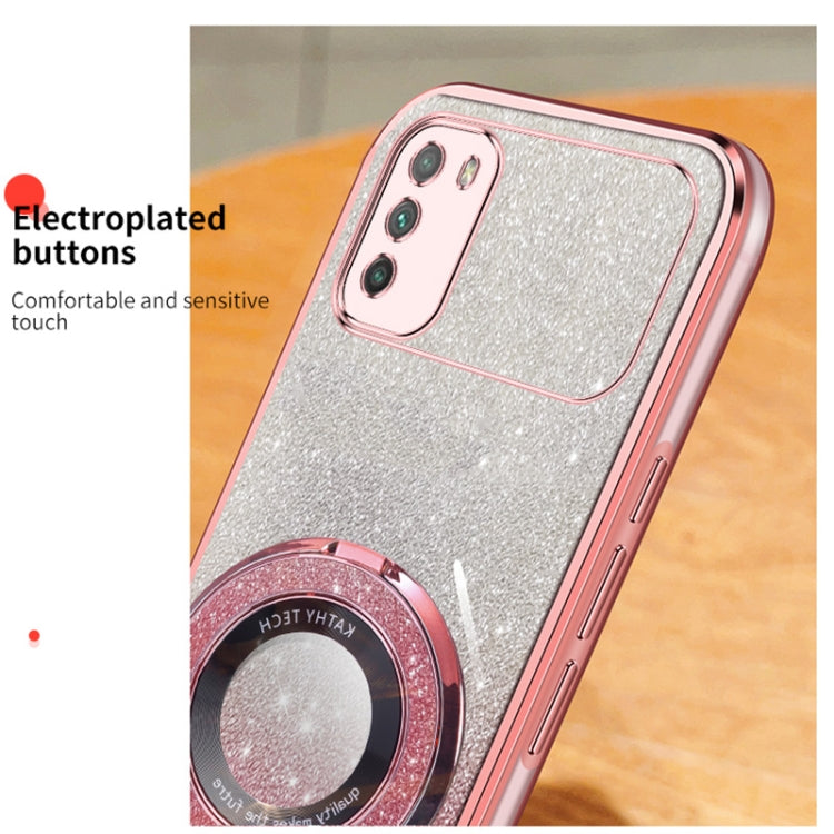 For Xiaomi Poco M3 Plated Gradient Glitter Round Holder TPU Phone Case