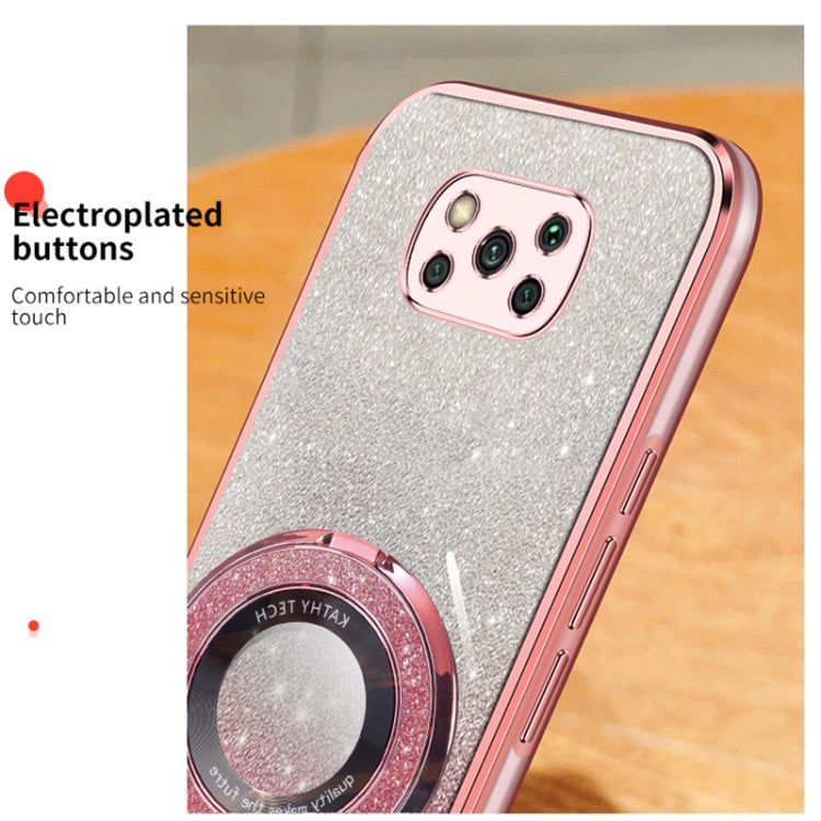 For Xiaomi Poco X3 / X3 Pro Plated Gradient Glitter Round Holder TPU Phone Case