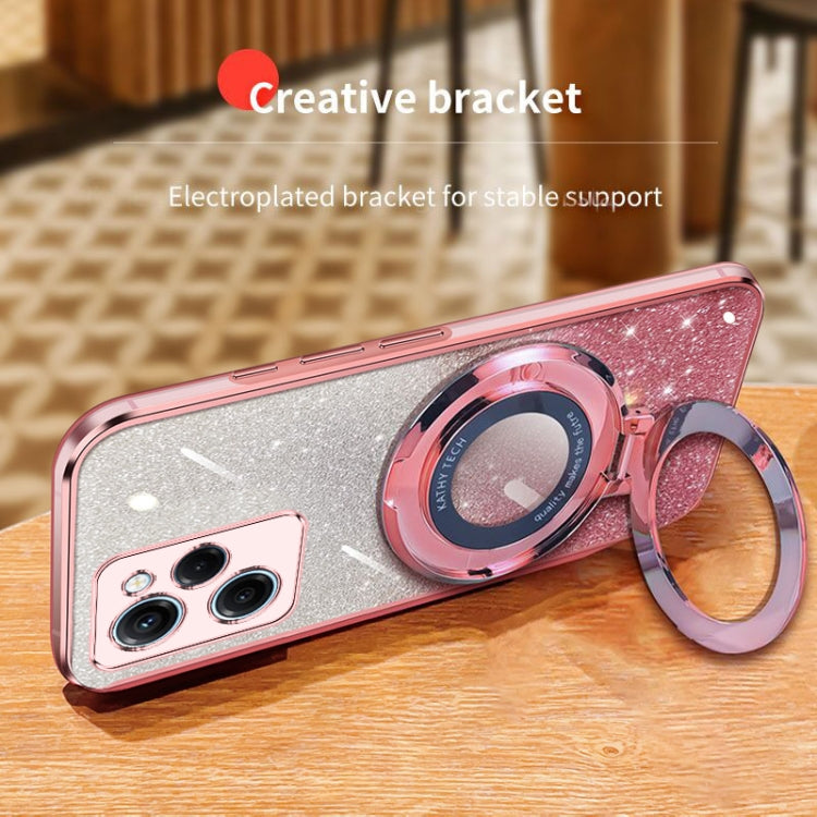 For Xiaomi Poco X5 Plated Gradient Glitter Round Holder TPU Phone Case