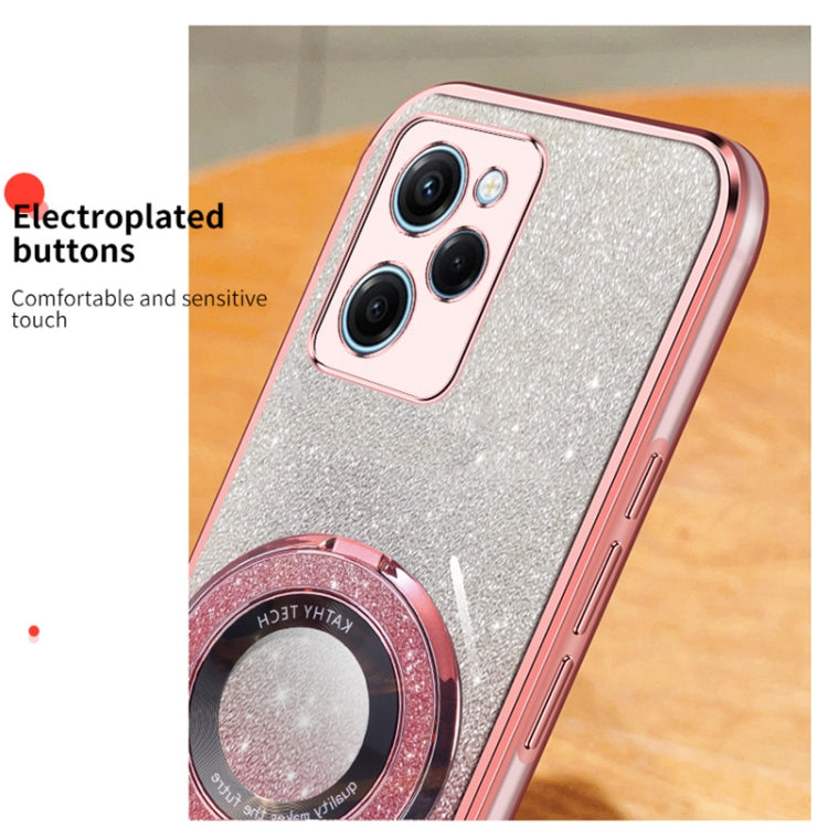 For Xiaomi Poco X5 Plated Gradient Glitter Round Holder TPU Phone Case