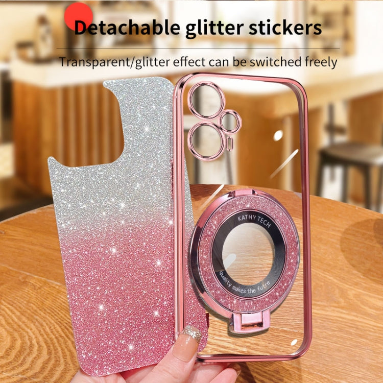 For Xiaomi Poco F5 Plated Gradient Glitter Round Holder TPU Phone Case