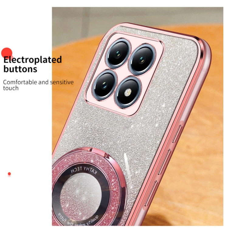 For Xiaomi 14T Pro Plated Gradient Glitter Round Holder TPU Phone Case