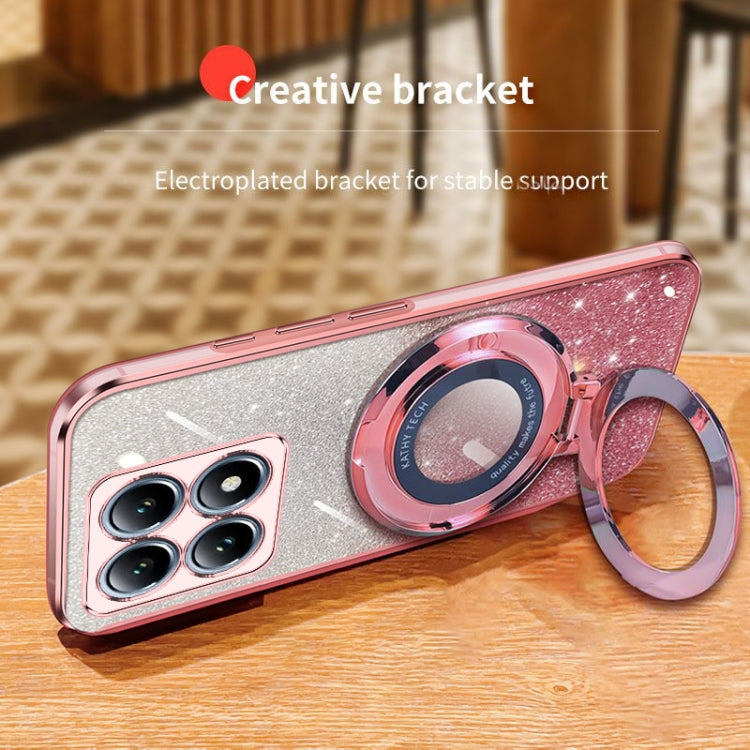 For Xiaomi 14T Pro Plated Gradient Glitter Round Holder TPU Phone Case