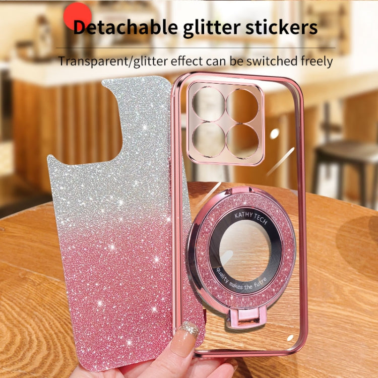 For Xiaomi 14T Plated Gradient Glitter Round Holder TPU Phone Case