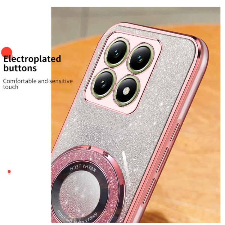 For Xiaomi 14T Plated Gradient Glitter Round Holder TPU Phone Case