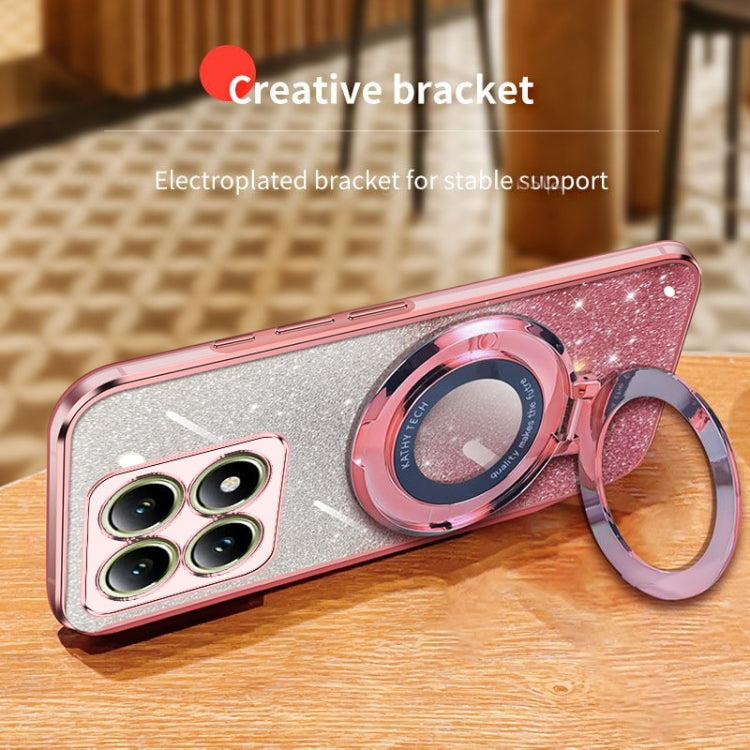 For Xiaomi 14T Plated Gradient Glitter Round Holder TPU Phone Case
