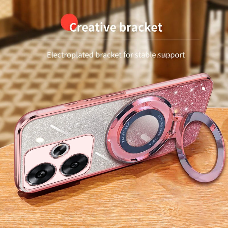 For Redmi Turbo 3 Plated Gradient Glitter Round Holder TPU Phone Case