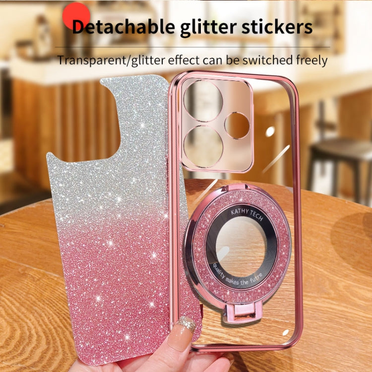 For Redmi Turbo 3 Plated Gradient Glitter Round Holder TPU Phone Case