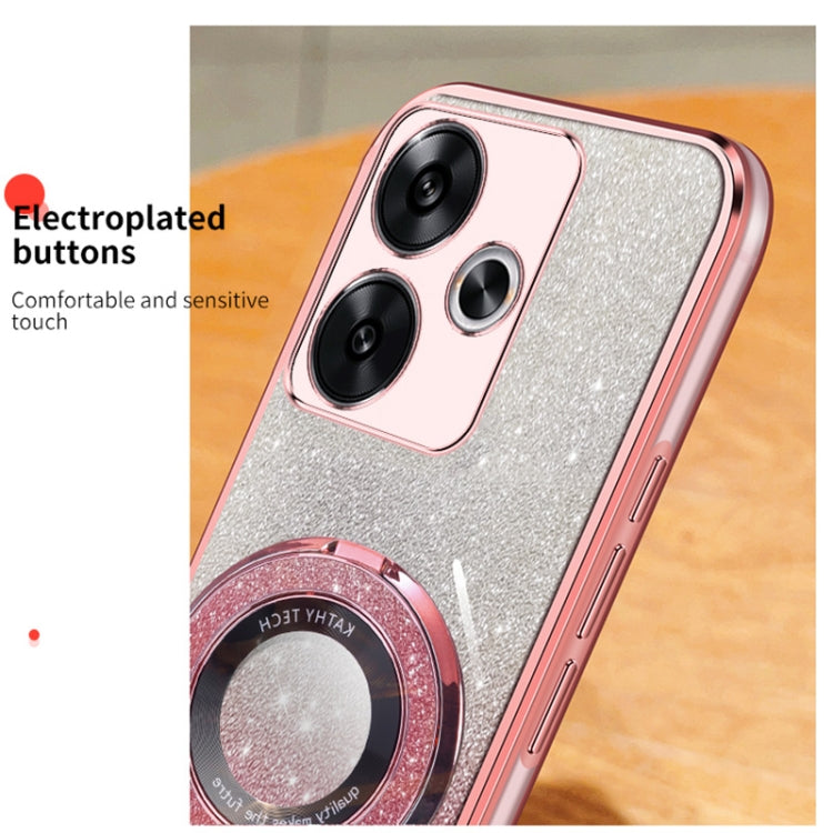 For Redmi Turbo 3 Plated Gradient Glitter Round Holder TPU Phone Case