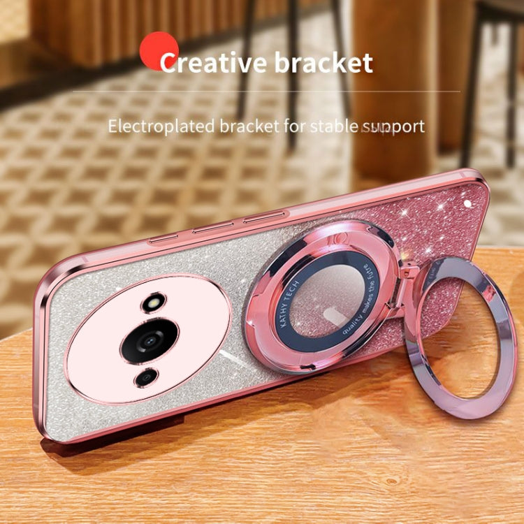 For Redmi A3 Plated Gradient Glitter Round Holder TPU Phone Case