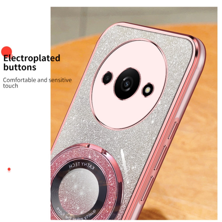 For Redmi A3 Plated Gradient Glitter Round Holder TPU Phone Case
