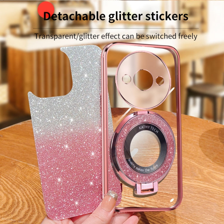 For Redmi A3 Plated Gradient Glitter Round Holder TPU Phone Case
