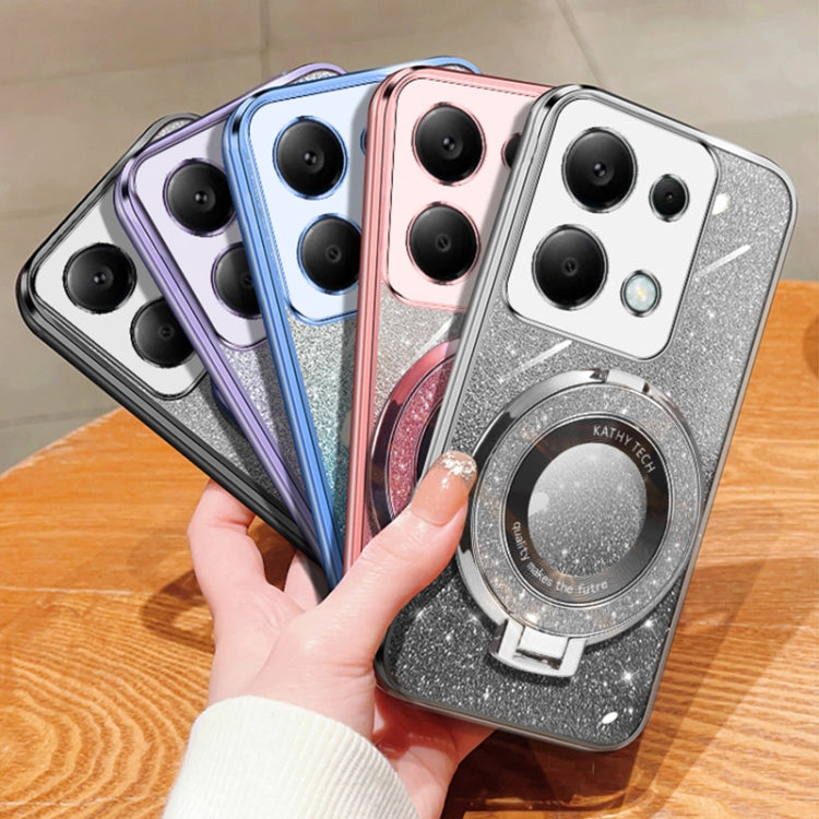 For Redmi Note 13 Pro 4G Plated Gradient Glitter Round Holder TPU Phone Case