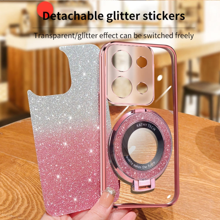 For Redmi Note 13 Pro 4G Plated Gradient Glitter Round Holder TPU Phone Case