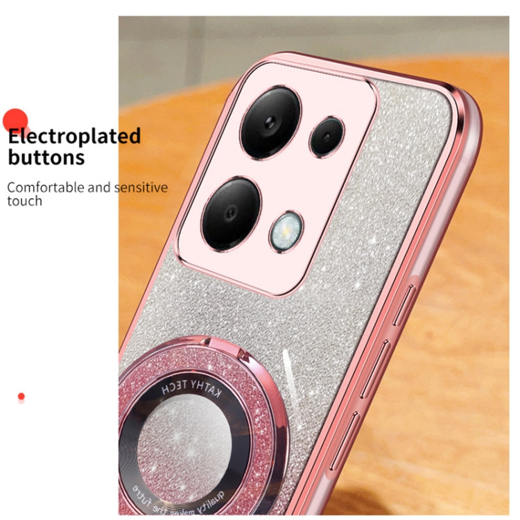 For Redmi Note 13 Pro 4G Plated Gradient Glitter Round Holder TPU Phone Case