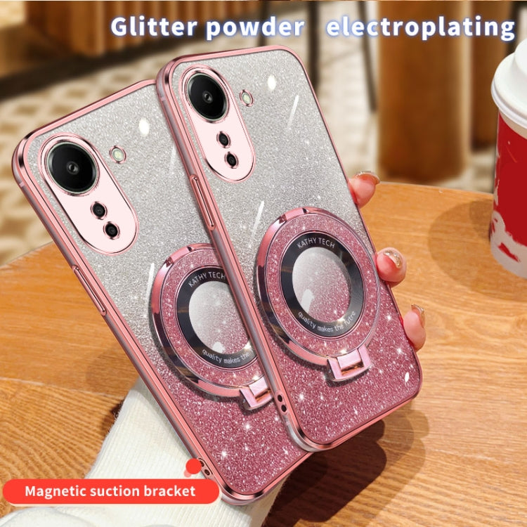 For Redmi 13C 4G Plated Gradient Glitter Round Holder TPU Phone Case