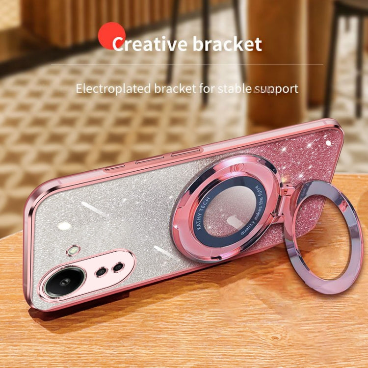 For Redmi 13C 4G Plated Gradient Glitter Round Holder TPU Phone Case
