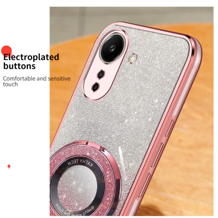For Redmi 13C 4G Plated Gradient Glitter Round Holder TPU Phone Case