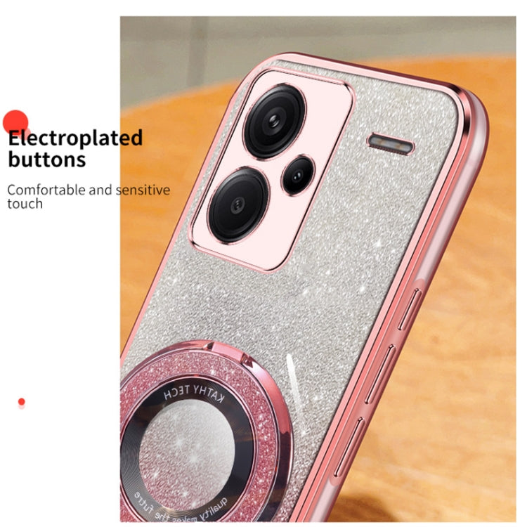For Redmi Note 13 Pro+ Plated Gradient Glitter Round Holder TPU Phone Case
