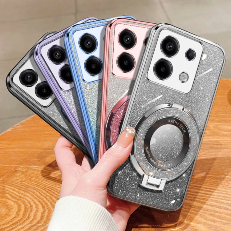 For Redmi Note 13 Pro 5G Plated Gradient Glitter Round Holder TPU Phone Case
