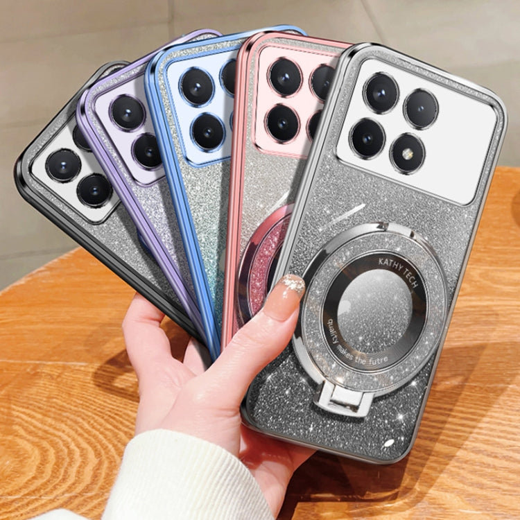 For Redmi K70 / K70 Pro Plated Gradient Glitter Round Holder TPU Phone Case