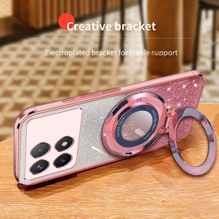 For Redmi K70 / K70 Pro Plated Gradient Glitter Round Holder TPU Phone Case