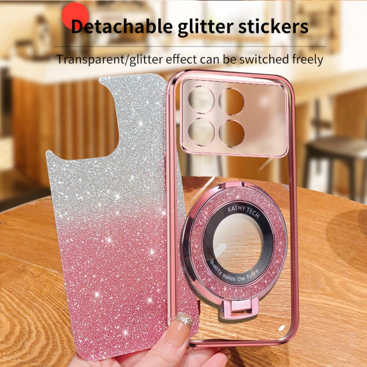 For Redmi K70 / K70 Pro Plated Gradient Glitter Round Holder TPU Phone Case