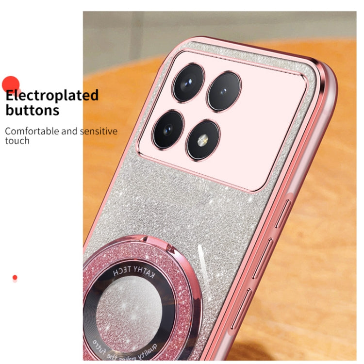 For Redmi K70 / K70 Pro Plated Gradient Glitter Round Holder TPU Phone Case