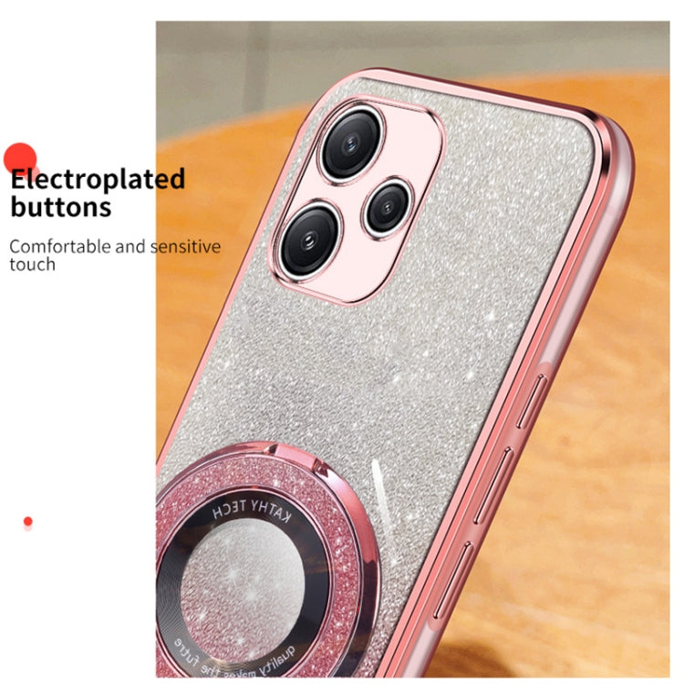 For Redmi 12 5G Plated Gradient Glitter Round Holder TPU Phone Case
